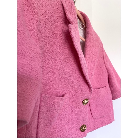 Zara Beautiful Tweed Cropped Short Blazer w Gold Buttons. NWOT - Picture 3 of 6